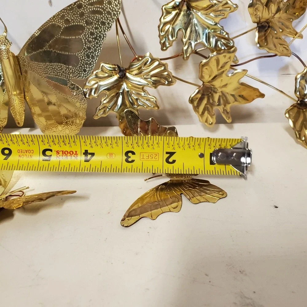VINTAGE Hand Tooled Butterflies Leaves Wall Hangings Intricate Detail Home Decor